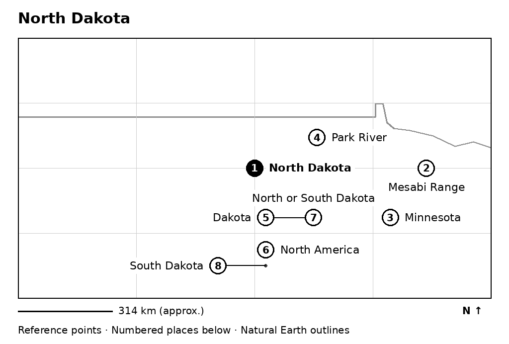 Closer orientation map for North Dakota