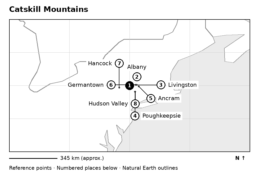 Closer orientation map for Catskill Mountains