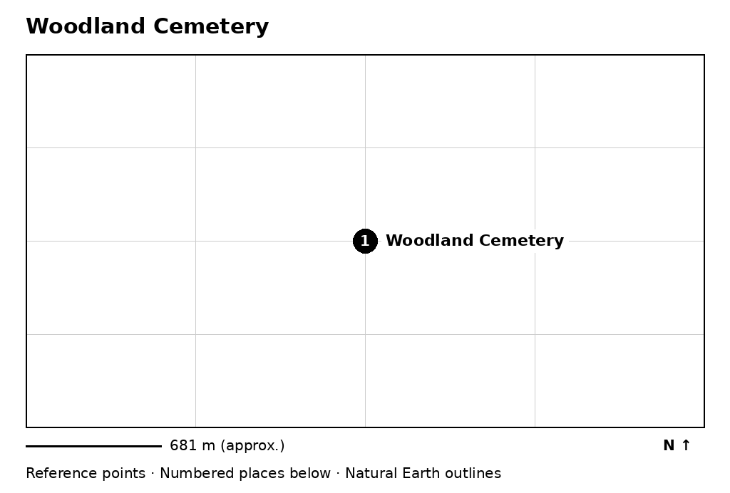 Closer orientation map for Woodland Cemetery