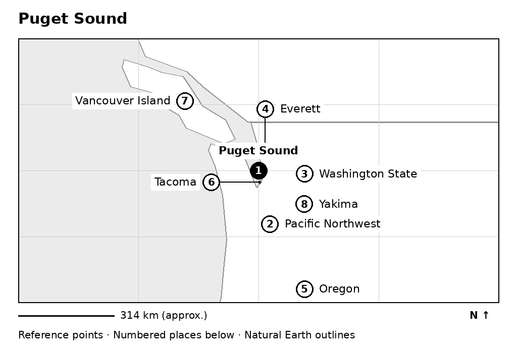 Closer orientation map for Puget Sound