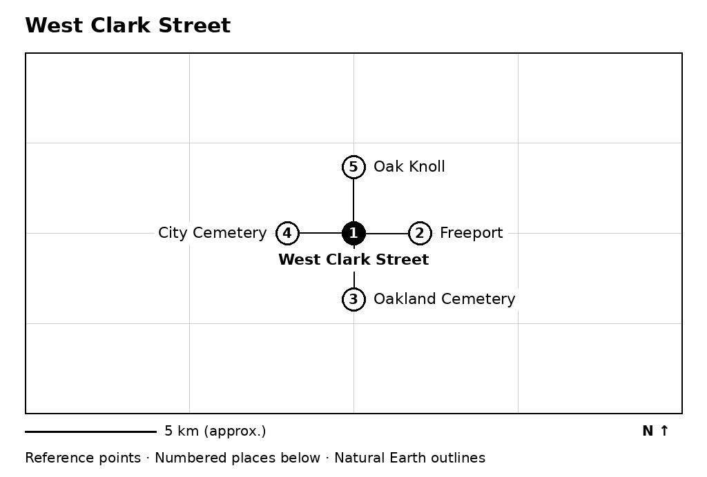 Closer orientation map for West Clark Street