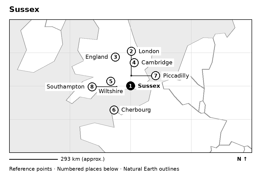Closer orientation map for Sussex