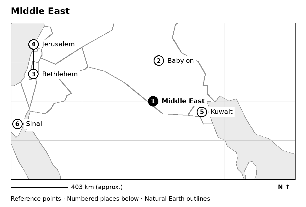 Closer orientation map for Middle East