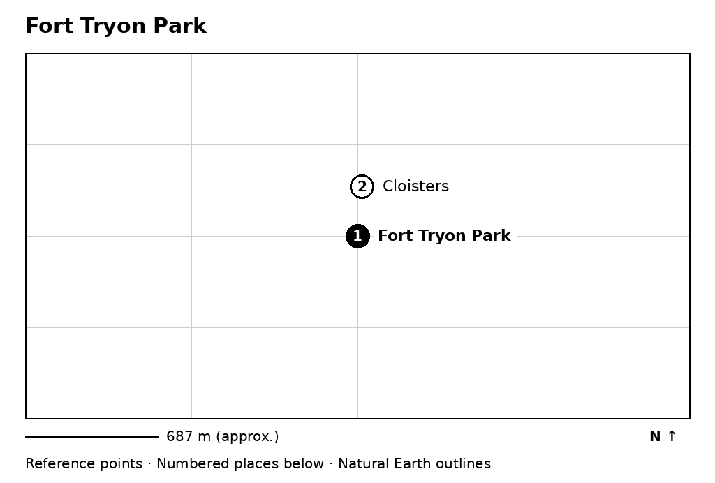 Closer orientation map for Fort Tryon Park